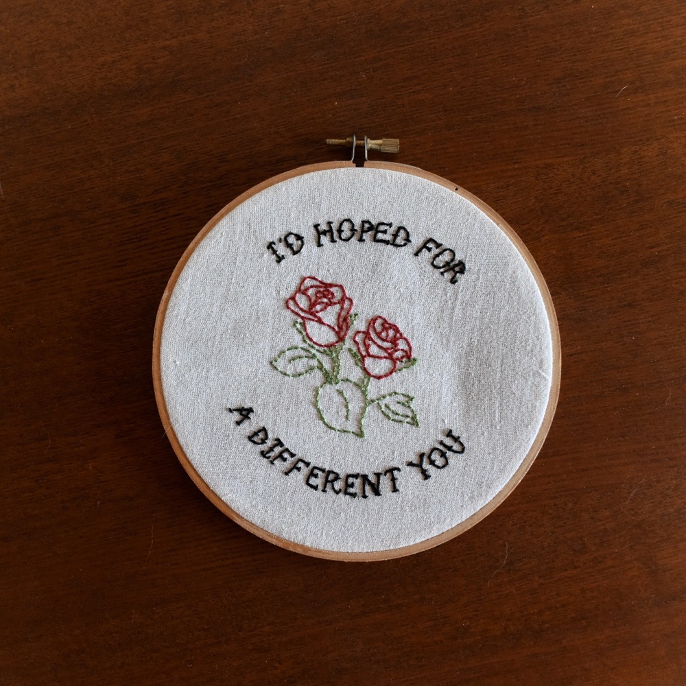 The Matches "The Barber's Unhappiness" Rose Punk Embroidery Hoop Art